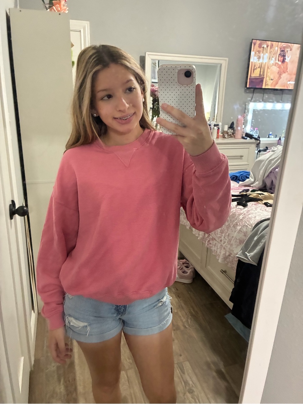 American Eagle Outfitters Pink Crewneck Sweatshirt